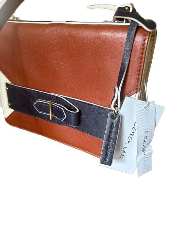 Derek Lam 10 Crosby Navy/Cream/Brown Leather Clutch Crossbody